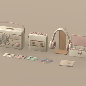 【無料 / Free】【VRChat】KOTORI RETRO AUDIO｜小鳥のレトロオーディオ小物11点・3色 / Retro Audio Props