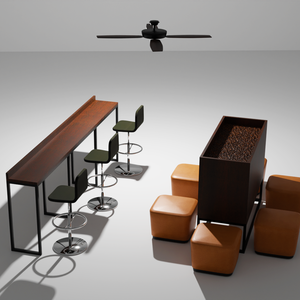 3Dモデル　カフェラウンジ家具セット