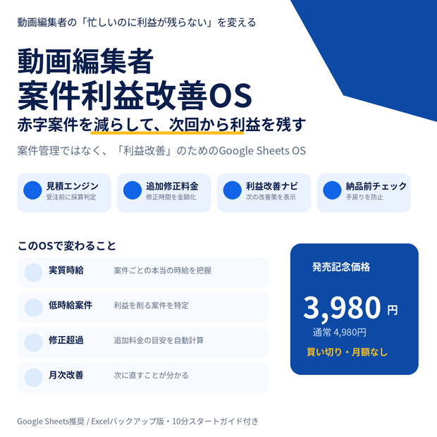     動画編集者 案件利益改善OS