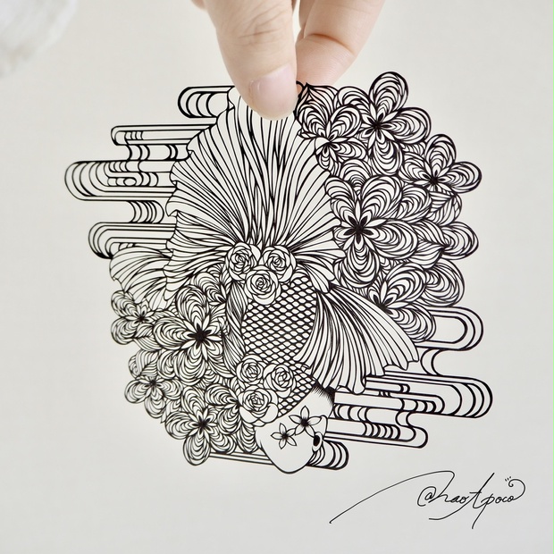 受注制作切り絵】桜華金魚 - NAOAPOCO - BOOTH 受注制作切り絵】桜華金魚 - NAOAPOCO - BOOTH