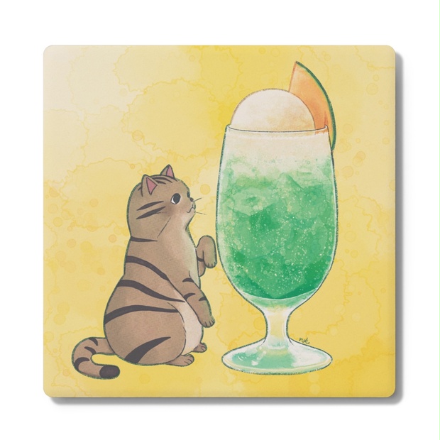 猫とメロンクリームソーダ　コースター