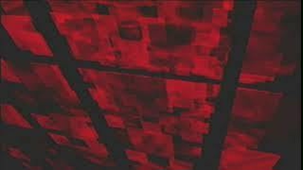 回転する赤い平面群