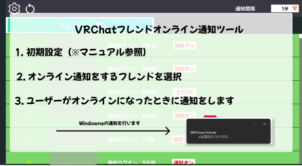 VRChatフレンドオンライン通知ツール
