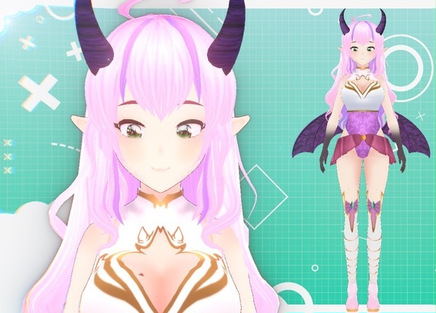 Pink Dragon - 3D Model + Ref sheet - vTuber Adoptable