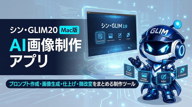 AI画像制作アプリ「シン・GLIM20」Mac版｜プロンプト作成・画像生成・仕上げ・微改変をまとめる制作ツール
