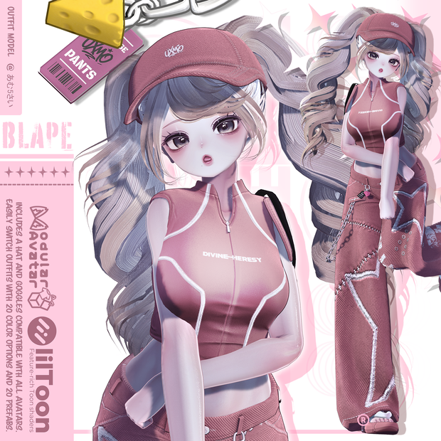 [12avatars] BLAPE Y2K ST Cloth - VRC / colors Pick 20🎨