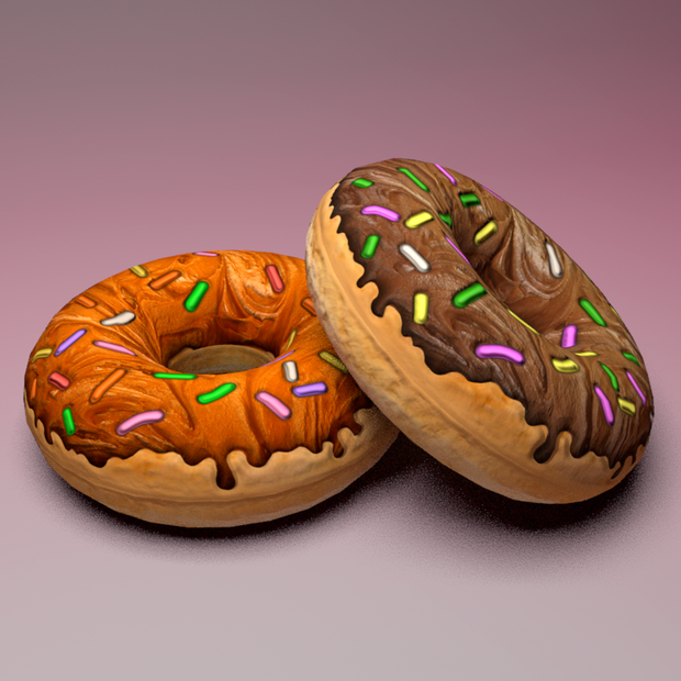 【3Dモデル】ピーナッツとチョコのリングドーナツ