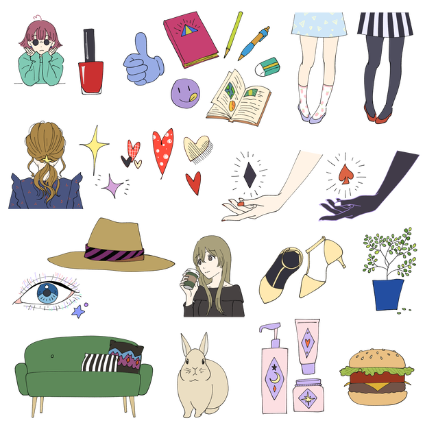 【透過イラスト】落書き風POPガール