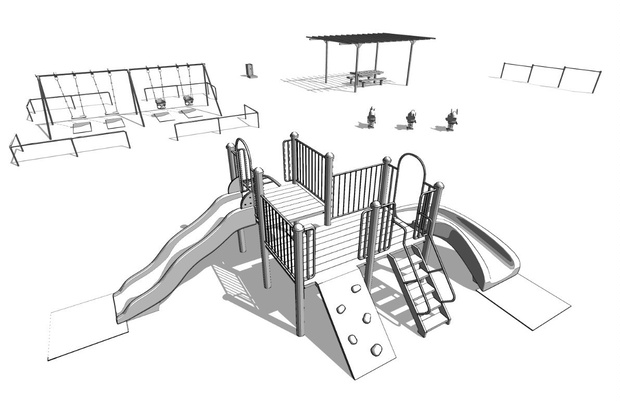 公園遊具セット（漫画背景３D）