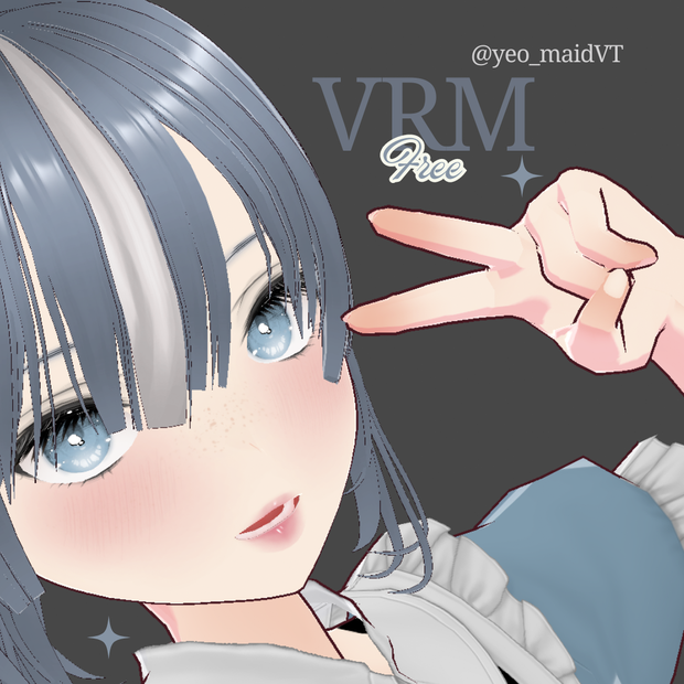 [FREE 3D CHARACTER VRM]  Blue Hair girl (with white highlight)