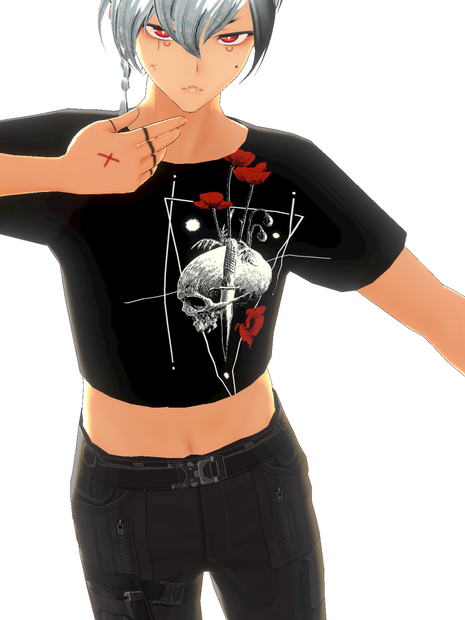 XeroSkullRose crop top VRoid shirt