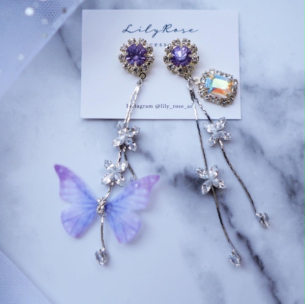 新仕様 鬼滅の刃風ピアス 蝶ピアス 訳あり在庫処分 ハンドメイド Rspg Spectrum Eu