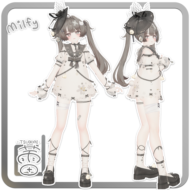 VRChat想定衣装モデル 【「蕾」TSUBOMI 】（ミルフィ・ショコラ・しなの・マヌカ・愛莉・ミルティナ)