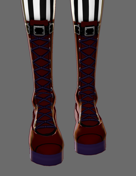 Deep Red, Black, and Violet Boots