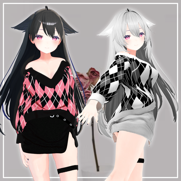 [桔梗用衣装][Kikyo] Argyle Loose Fit Cardigan