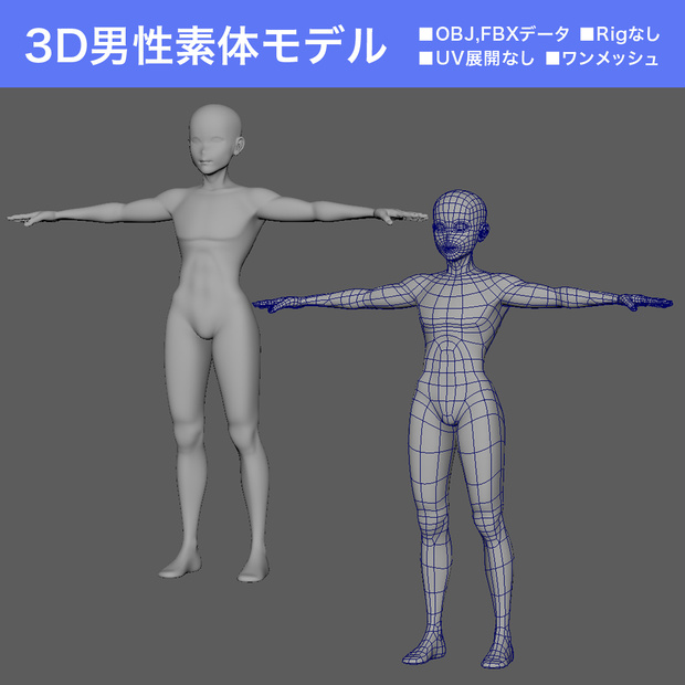 3DCG男性素体モデル