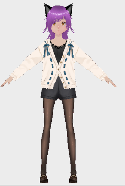 female purple hair cat ears 女性の紫髪の猫耳