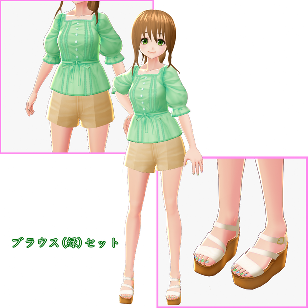 【VRoid用】ブラウスとショートパンツ【テクスチャ】