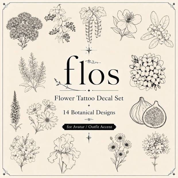 flos Flower Tattoo Decal Set / 花のタトゥーデカールセット