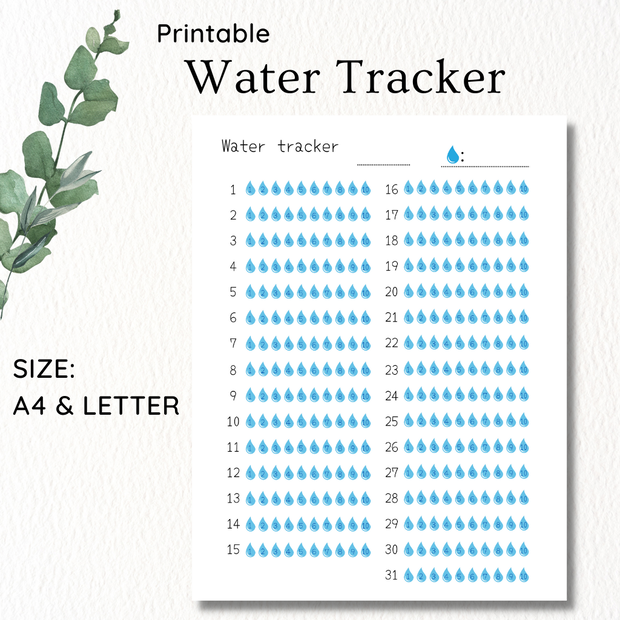 <Free Download>Printable Water tracker (PDF)