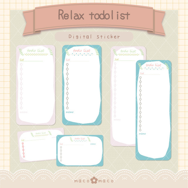 【デジタルプランナー用文具】Relaxcolor TODOふせん風