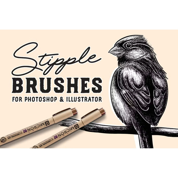 Stipple Brush Set｜Photoshop＆Illustrator対応 点描（ドット）ブラシ62種
