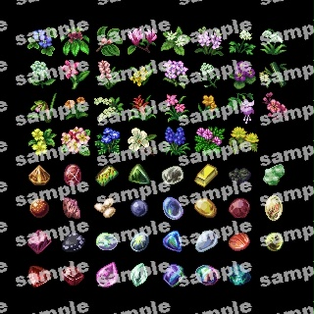 お花 宝石ドット絵素材集1月号 Katarazuのbooth Booth