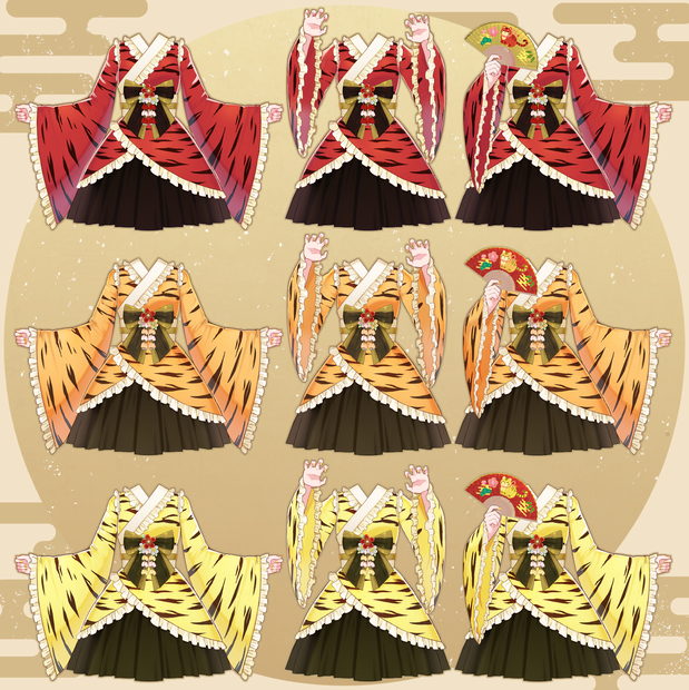 【フリー素材】虎柄和風ロリータ服