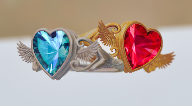 【宝石が開くロケットリング】エンゼル♡ring/ Angel heart ring/ 엔젤 심장 반지