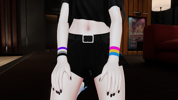 【VRChat / Mayo Base】Pride Wristbands (Ace & Pan) - Low Poly