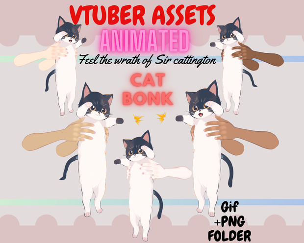 Long Cat Bonk Gif-Twitch Redeem| Animated Vtuber hand asset | Twitch Asset |Twitch redeem 【VTuber素材】小物を持つ手, アニメーション Vtuber アセット