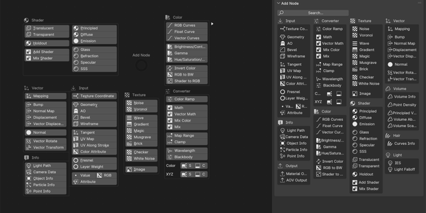 全ての追加ノードを一覧表示するメニューアドオン【Add Node Panel Menu / Blenderアドオン】