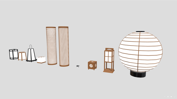 行灯(あんどん)セットLow-poly