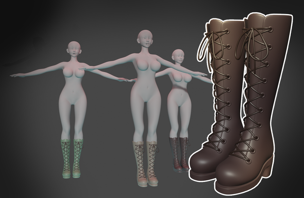 3D女性全身ブーツ(.cs3o)