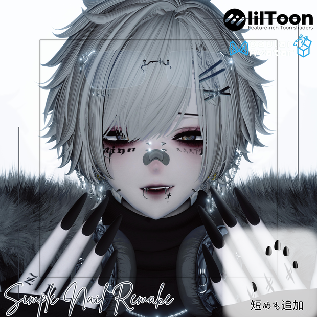 【vrchat用】51アバター対応　MA対応　Remake Edition: Simple Nails (Long & Short)】