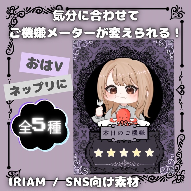 【IRIAM・SNS素材】本日のご機嫌｜選べる★5段階フレーム