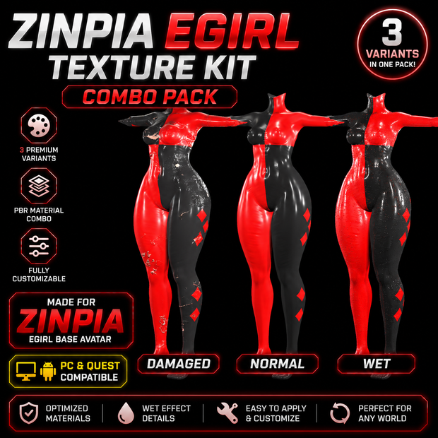 VRChat Zinpia Egirl Base Bodysuit Outfit 5 Combo Pack