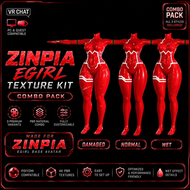 VRChat Zinpia Egirl Base Bodysuit Outfit 6 Combo Pack