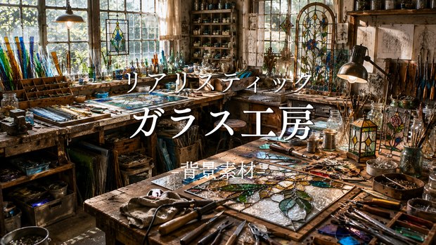 ガラス工房　１０枚＋２枚入り！｜ファンタジー｜魔法｜配信・ゲーム背景素材【16:9】