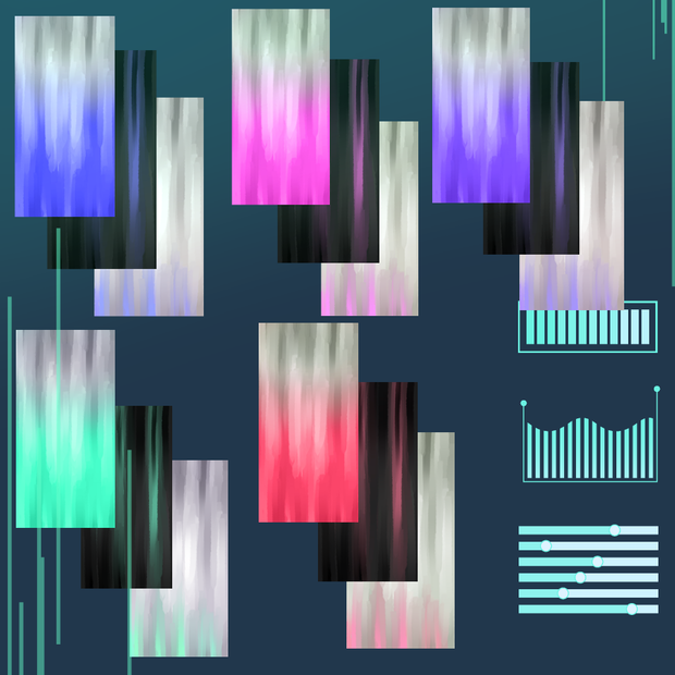 [ VROID ] Cyborg Multi Color Hair Set [Blue, Pink, Purple, Green & Red] サイボーグマルチカラーヘアセット【ブルー・ピンク・パープル・グリーン・レッド】| 