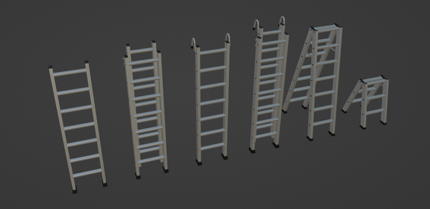 【３Dモデル_FBX】はしご/脚立6種セット