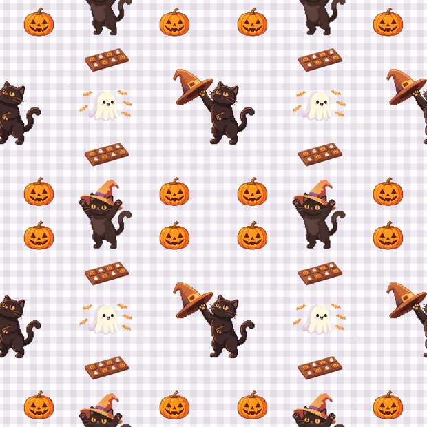 【5枚セット・ドット絵風】ハロウィン デジタルペーパー｜シームレス・デジタル手帳・背景素材・手帳素材