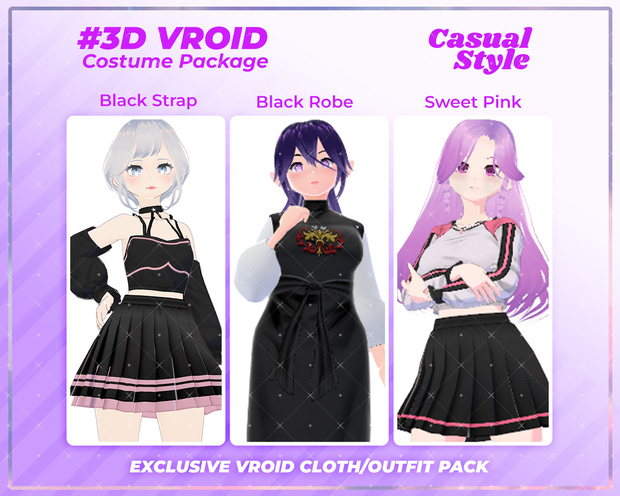 3D VRoid Clothes Pack Modern & Relaxed Casual Wear for VRoid Models | VRoid Clothing Set, VTuber Outfit, VTuber Clothes