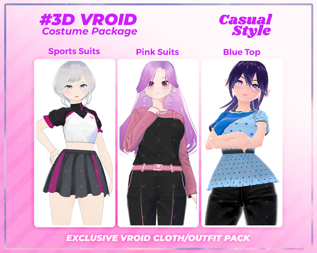 3D VRoid Clothing Pack Cozy & Simple Casual Wear for VRoid Models | Anime Avatar, Digital Outfit, VTuber Accessories