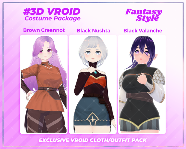 3D VRoid Outfit Pack Mystical Fantasy Wear for VRoid Models | VRoid Studio, VRoid Model, VRChat Avatar