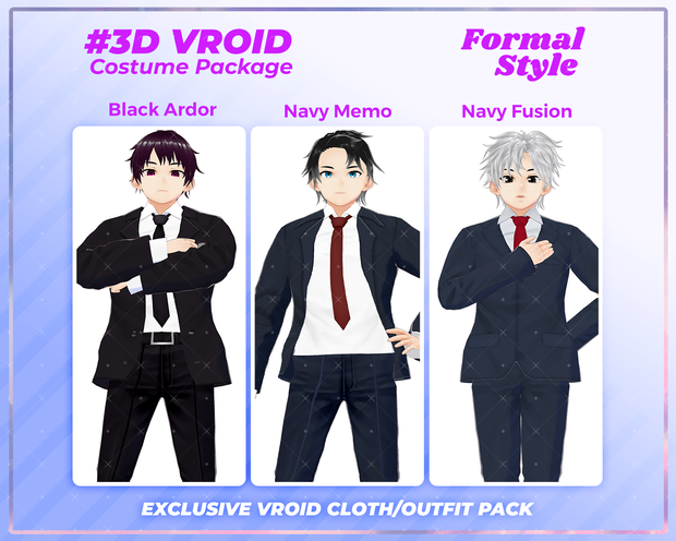 3D VRoid Formal Male Wear Pack Elegant Suits for VRoid Models | VRoid Fashion, VRoid Outfit, VTuber Formal 