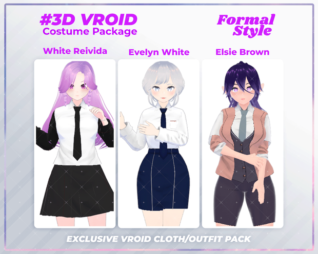 3D VRoid Outfit Pack Formal Style Elegant Office & Business Attire for VRoid Models | VRoid Clothes, VRoid Costume, VRoid Fashion
