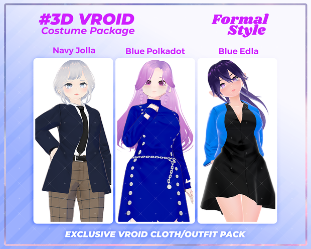 3D VRoid Outfit Pack Formal Style Chic & Elegant Business Fashion for VRoid Models | VRoid Clothes, VRoid Costume, VRoid Fashion