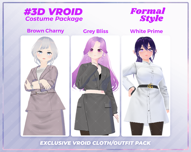 3D VRoid Outfit Pack Formal Style Elegant Businesswear & Professional Attire for VRoid Models | VRoid Clothes, VRoid Suit, VRoid Fashion