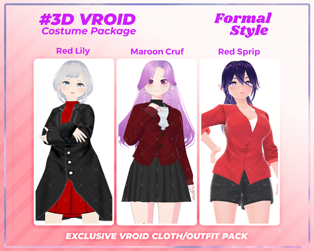 3D VRoid Outfit Pack Bold & Stylish Formal Wear for VRoid Models | VRoid Clothes, VRoid Costume, VRoid Fashion
